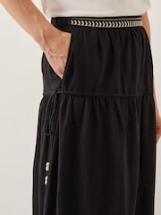 Monsoon Black Fenn Embroidered Frill Maxi 100% Cotton Skirt - Image 5 of 5