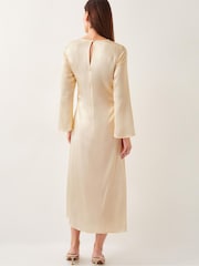 Monsoon Yellow Camile Floral Satin Midi Dress - Image 3 of 4