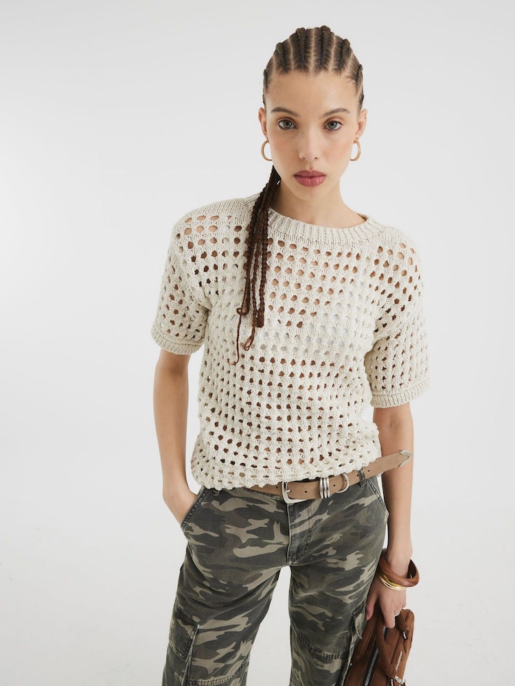 Crema - Camiseta de croché de River Island - Imagen 2 de 4