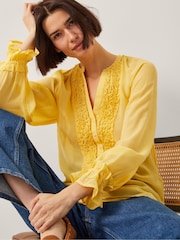 Monsoon Yellow Amelia Frill Long Sleeve Blouse - Image 1 of 4