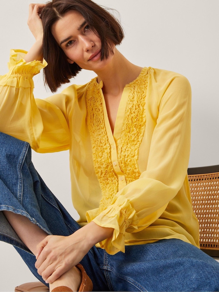 Monsoon Yellow Amelia Frill Long Sleeve Blouse - Image 1 of 4