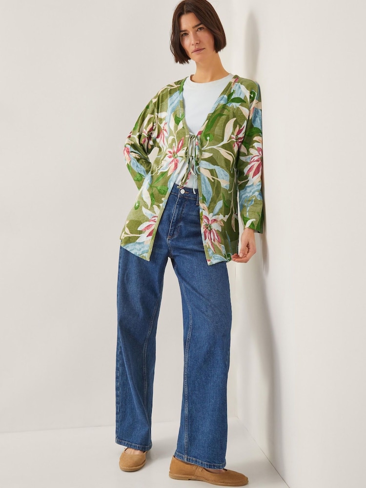 Monsoon Green Piper Linen Blend Tie Top - Image 1 of 5