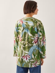 Monsoon Green Piper Linen Blend Tie Top - Image 3 of 5
