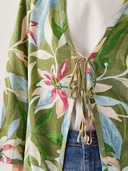 Monsoon Green Piper Linen Blend Tie Top - Image 4 of 5