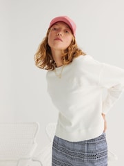 Oliver Bonas White Flower Applique Sweatshirt - Image 1 of 8