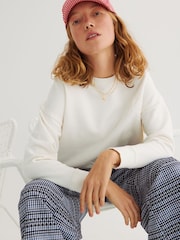 Oliver Bonas White Flower Applique Sweatshirt - Image 2 of 8