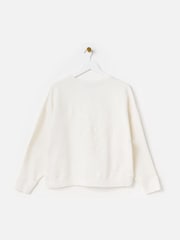 Oliver Bonas White Flower Applique Sweatshirt - Image 4 of 8