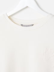 Oliver Bonas White Flower Applique Sweatshirt - Image 5 of 8