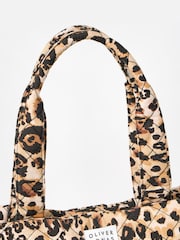 Oliver Bonas Brown Becky Leopard Print Quilted 100% Cotton Tote Bag - Image 4 of 8