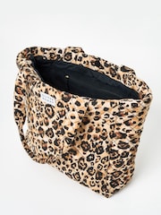 Oliver Bonas Brown Becky Leopard Print Quilted 100% Cotton Tote Bag - Image 6 of 8