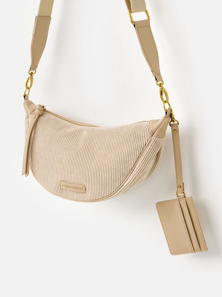Oliver Bonas Cream Betty Corduroy Cross-body Belt Bag - Image 2 of 7