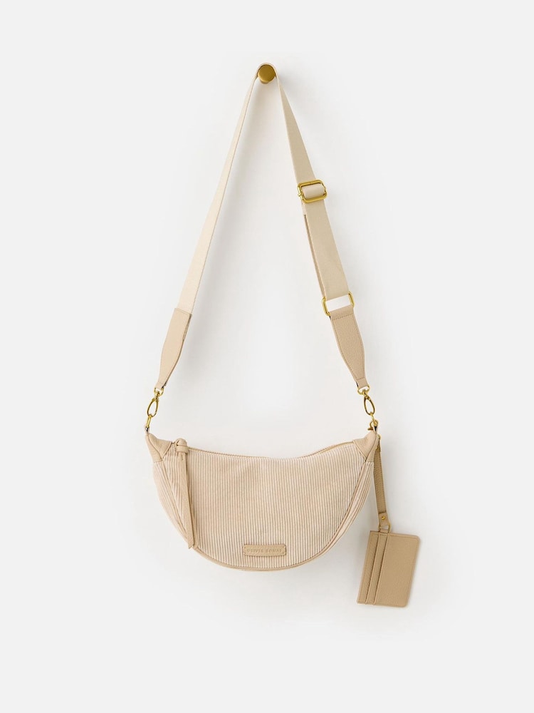 Oliver Bonas Cream Betty Corduroy Cross-body Belt Bag - Image 3 of 7