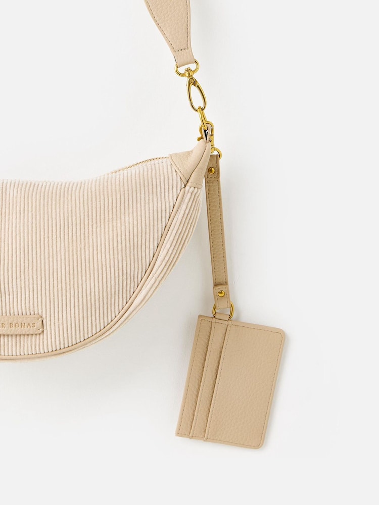 Oliver Bonas Cream Betty Corduroy Cross-body Belt Bag - Image 6 of 7