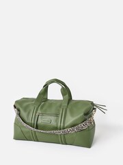 Oliver Bonas Green Hattie Leopard Print Strap Weekend Bag - Image 3 of 7