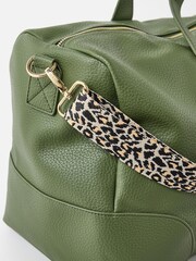 Oliver Bonas Green Hattie Leopard Print Strap Weekend Bag - Image 5 of 7