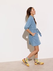 Oliver Bonas Blue Light Tie Waist Mini Dress - Image 2 of 4