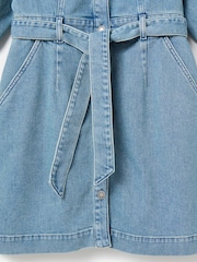 Oliver Bonas Blue Light Tie Waist Mini Dress - Image 4 of 4