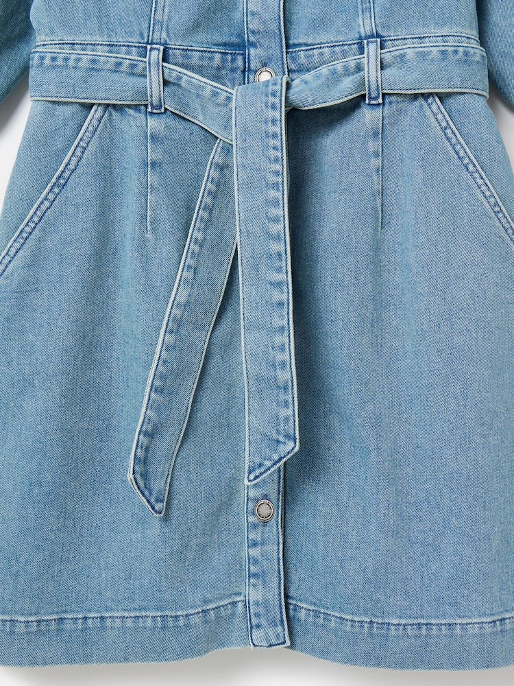 Oliver Bonas Blue Light Tie Waist Mini Dress - Image 4 of 4