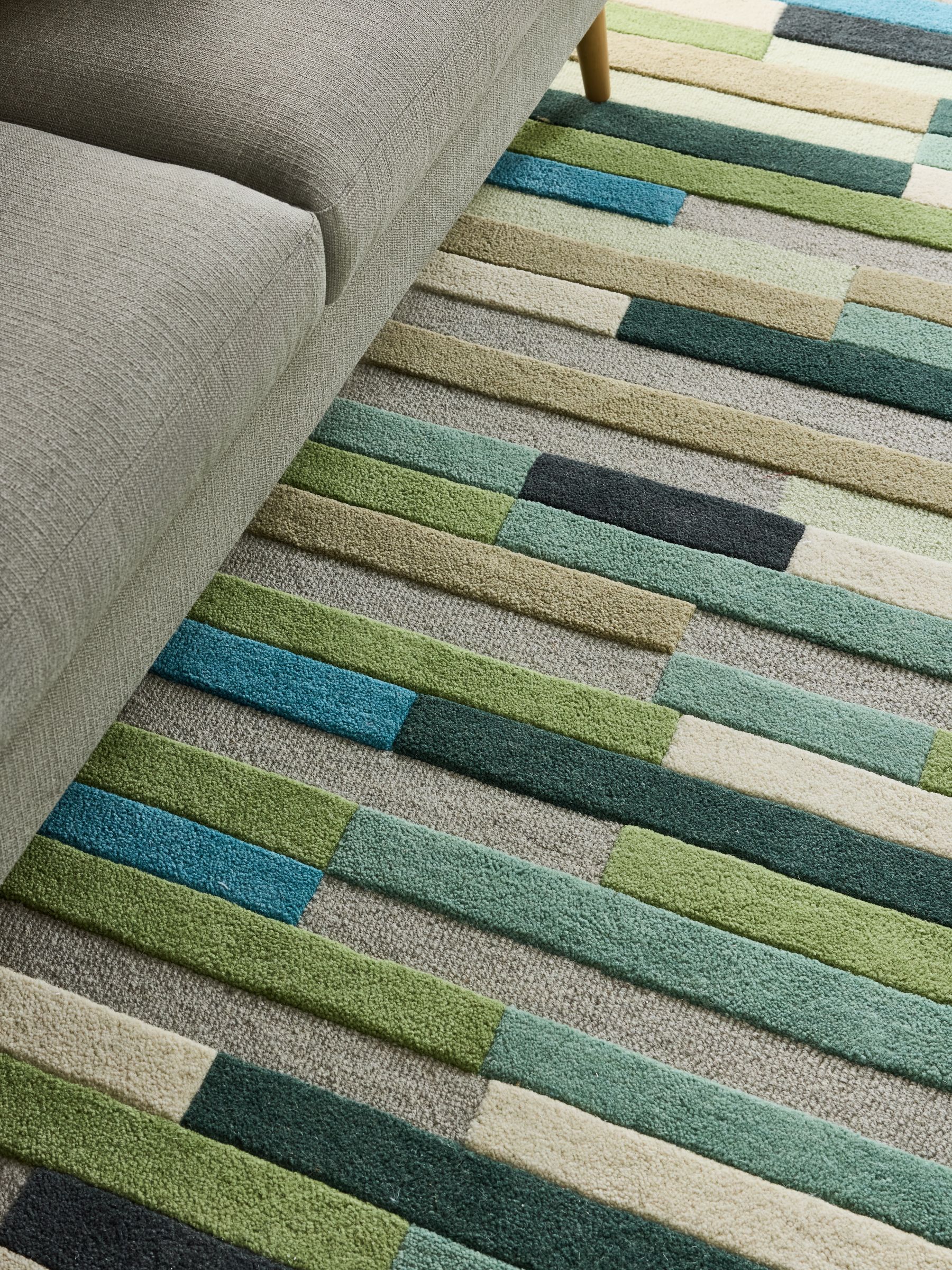 Next Rugs Breh Buy Green Rio Broken Stripes Wool Rug from the Next UK online shop