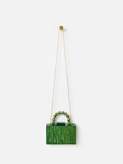 Oliver Bonas Green Marbled Box Clutch Bag - Image 1 of 7