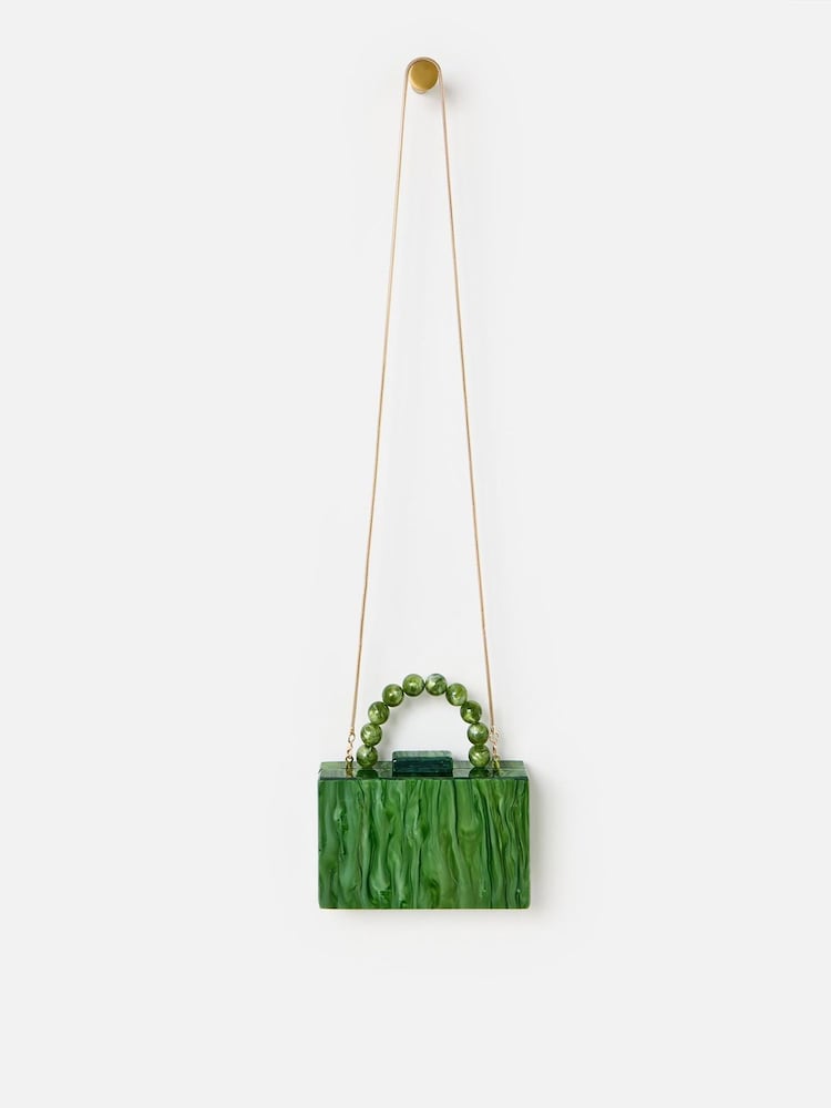 Oliver Bonas Green Marbled Box Clutch Bag - Image 2 of 7