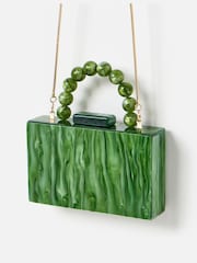 Oliver Bonas Green Marbled Box Clutch Bag - Image 3 of 7