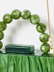 Oliver Bonas Green Marbled Box Clutch Bag - Image 6 of 7