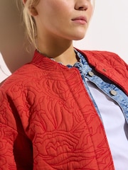 Oliver Bonas Red Embroidered Quilted 100% Cotton Jacket - Image 2 of 7