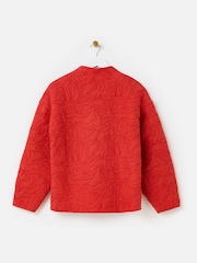 Oliver Bonas Red Embroidered Quilted 100% Cotton Jacket - Image 4 of 7