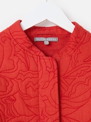 Oliver Bonas Red Embroidered Quilted 100% Cotton Jacket - Image 5 of 7