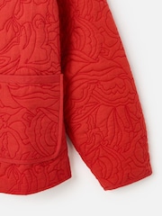 Oliver Bonas Red Embroidered Quilted 100% Cotton Jacket - Image 6 of 7