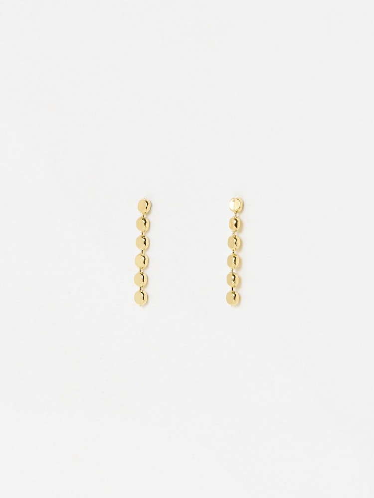 Oliver Bonas Gold Tone Demi Disc Detail Single Drop Earrings - Image 1 of 5
