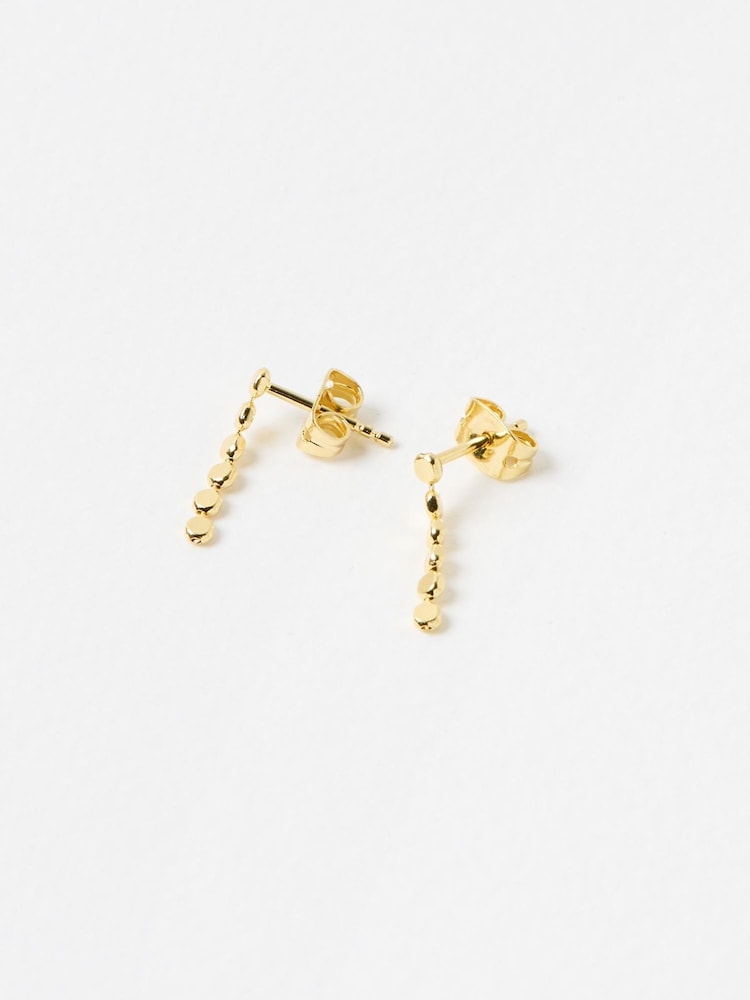 Oliver Bonas Gold Tone Demi Disc Detail Single Drop Earrings - Image 2 of 5