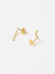 Oliver Bonas Gold Tone Demi Disc Detail Single Drop Earrings - Image 3 of 5