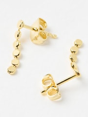 Oliver Bonas Gold Tone Demi Disc Detail Single Drop Earrings - Image 4 of 5