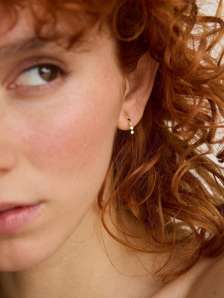 Oliver Bonas Gold Tone Demi Disc Detail Single Drop Earrings - Image 5 of 5