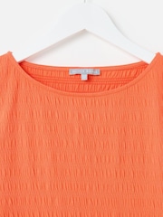 Oliver Bonas Red Pleated Textured Short Sleeve Top - Image 6 of 7