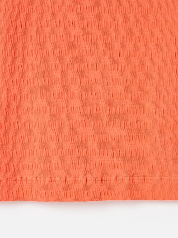 Oliver Bonas Red Pleated Textured Short Sleeve Top - Image 7 of 7
