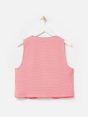 Oliver Bonas Red Gingham Tailored Waistcoat - Image 4 of 7