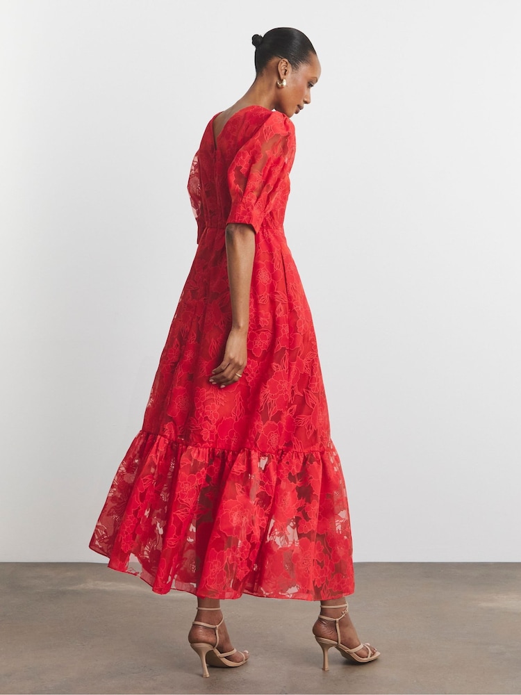 Joanna Hope Red Organza Burnout Dress - Imagen 2 de 4 Joanna Hope Red Organza Burnout Dress - Imagen 2 de 4
