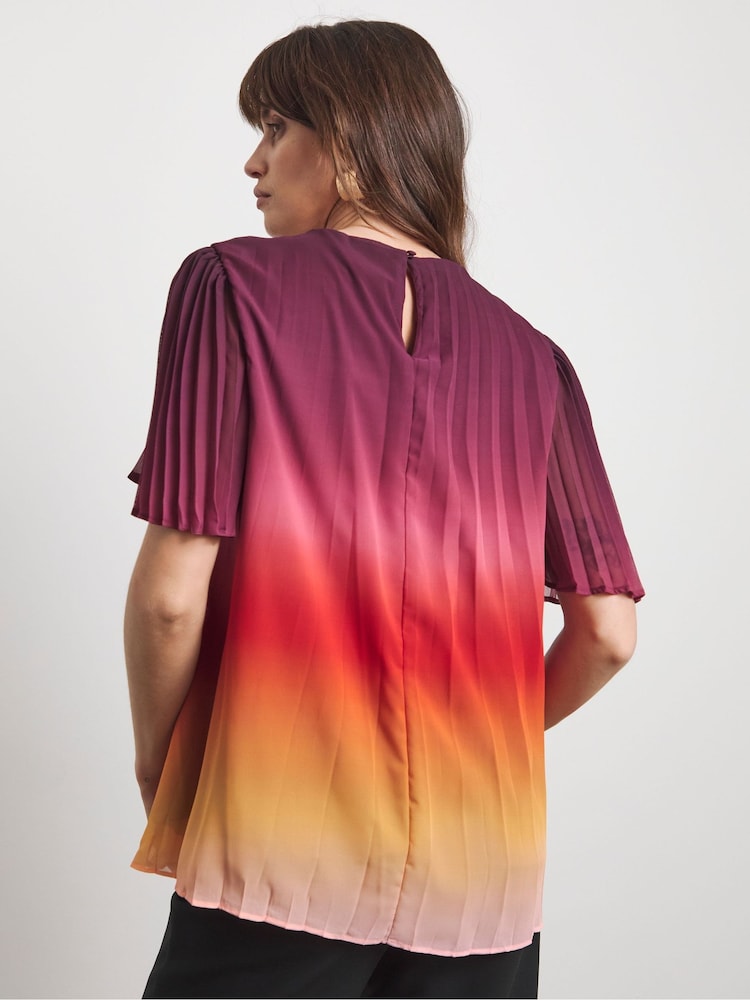 Joanna Hope Purple Pleated Ombre Blouse - Image 2 of 4 Joanna Hope Purple Pleated Ombre Blouse - Image 2 of 4