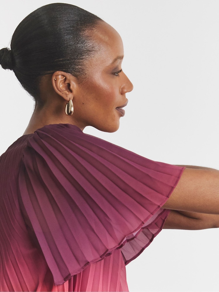 Joanna Hope Purple Pleated Ombre Blouse - Image 3 of 4