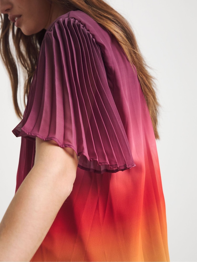Joanna Hope Purple Pleated Ombre Blouse - Image 4 of 4 Joanna Hope Purple Pleated Ombre Blouse - Image 4 of 4