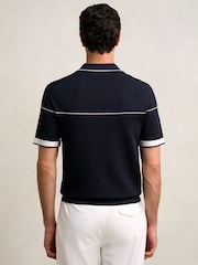 Reiss Navy/White Bradford Half Zip Tipped Polo Shirt - Image 5 of 6