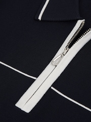 Reiss Navy/White Bradford Half Zip Tipped Polo Shirt - Image 6 of 6