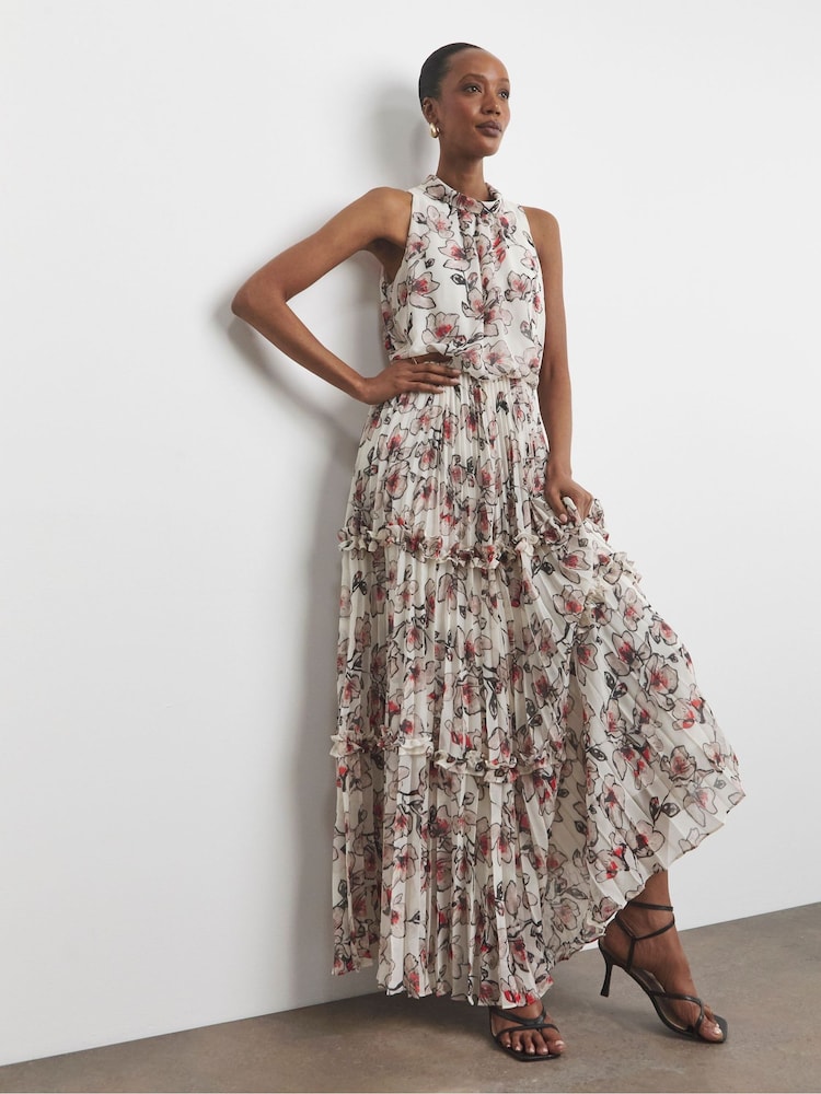 Joanna Hope Cream Ruffle Maxi Dress With Detachable Corsage - Image 1 of 5