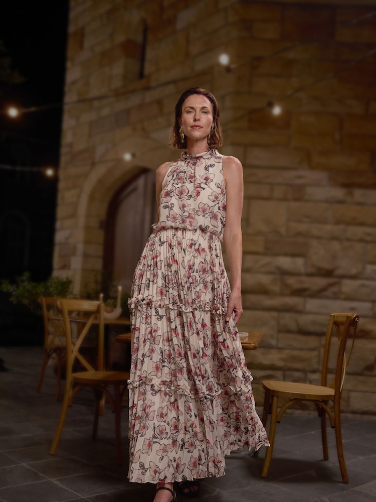 Ruffle Pleated Maxi Dress - Image 1 of 5 Ruffle Pleated Maxi Dress - Image 1 of 5