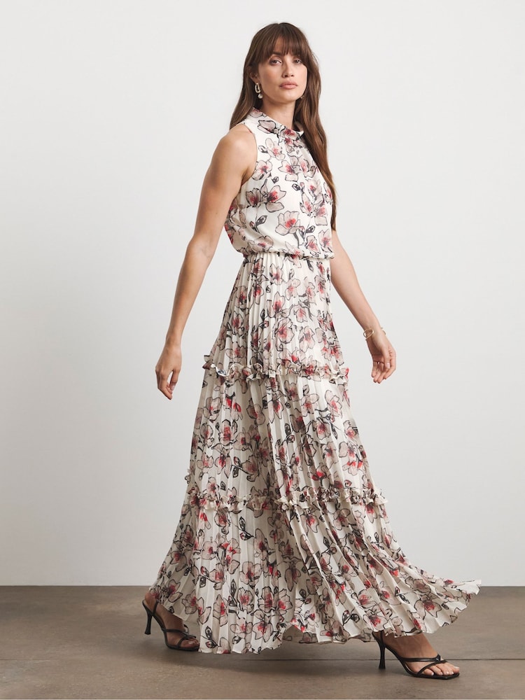 Ruffle Pleated Maxi Dress - Image 2 of 5 Ruffle Pleated Maxi Dress - Image 2 of 5