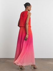 Joanna Hope Red Pleated Ombre Dress - Image 2 of 4