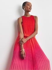 Joanna Hope Red Pleated Ombre Dress - Image 3 of 4